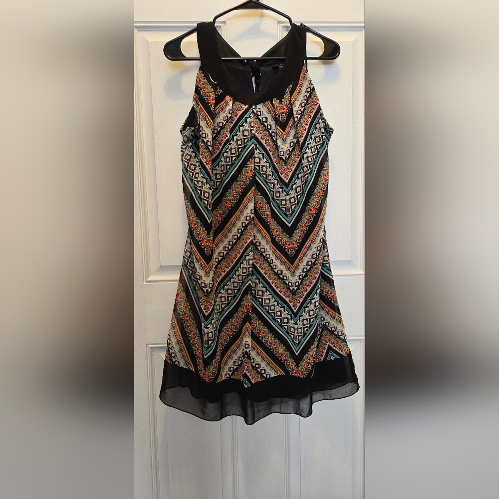 Enfocus Studio Black and Vibrant Patterned Dress